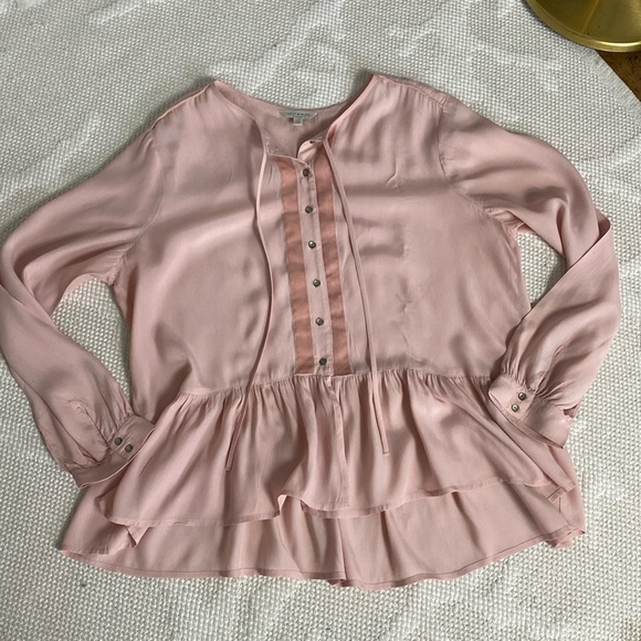 REDUCED! Lucky Brand, bohemian peasant blouse/tunic high/low, velvet trims. - Picture 9 of 17